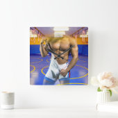 SlipperyJoe's muskulöser Mann wütet Sechserpack-Gy Quadratische Wanduhr (Zuhause)