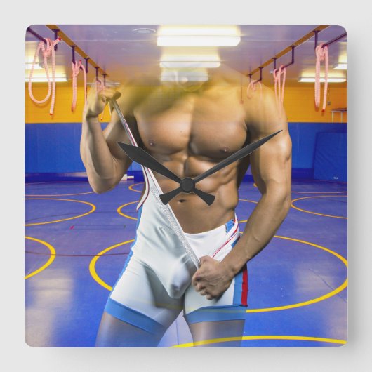 SlipperyJoe's muskulöser Mann wütet Sechserpack-Gy Quadratische Wanduhr (Vorderseite)