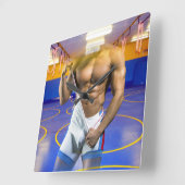 SlipperyJoe's muskulöser Mann wütet Sechserpack-Gy Quadratische Wanduhr (Winkel)