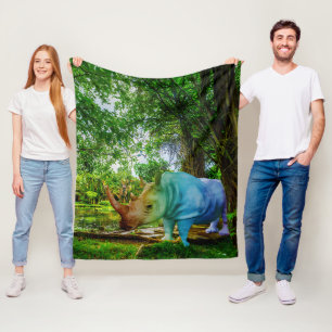 SlipperyJoe's Nashorn üppige tropische Kulisse sto Fleecedecke