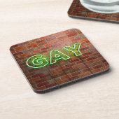 SlipperyJoe's neon Gay Sign green Stein Wand Wort Getränkeuntersetzer (Linke Seite)
