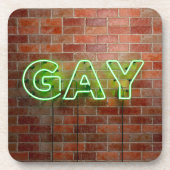 SlipperyJoe's neon Gay Sign green Stein Wand Wort Getränkeuntersetzer (Vorderseite)