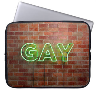 SlipperyJoe's neon Gay Sign green Stein Wand Wort Laptopschutzhülle