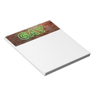 SlipperyJoe's neon Gay Sign green Stein Wand Wort Notizblock
