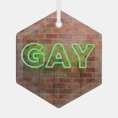 SlipperyJoe's neon Gay Sign green Stein Wand Wort Ornament Aus Glas (Vorderseite)