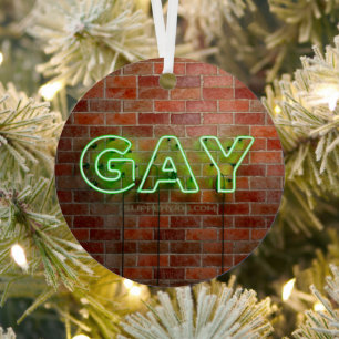 SlipperyJoe's neon Gay Sign green Stein Wand Wort Ornament Aus Metall