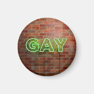 SlipperyJoe's Neon-Schwulen-Schild grüne Ziegelwan Magnet