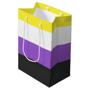 SlipperyJoe's Nonbinäre Pride-Flagge gelb weiß pu Mittlere Geschenktüte