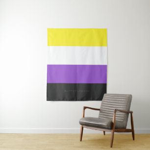 SlipperyJoe's Nonbinäre Pride-Flagge gelb weiß pu Wandteppich