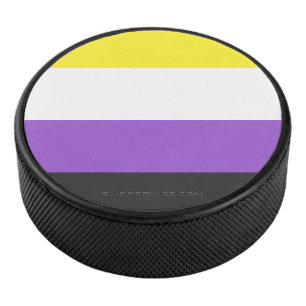 SlipperyJoe's Nonbinary Pride Flag gelb weiß lila  Eishockey Puck