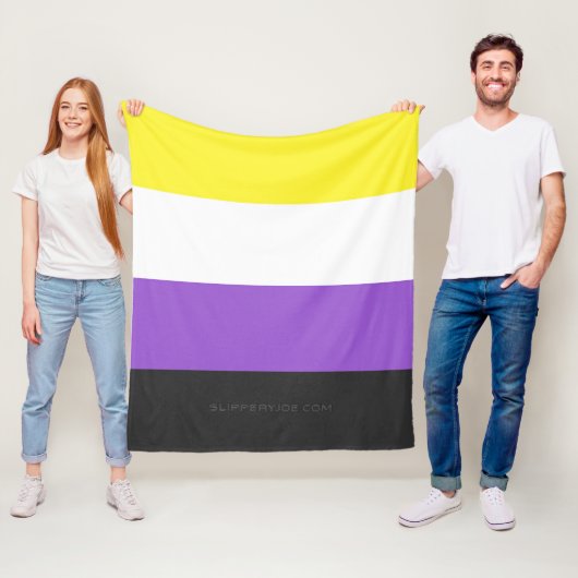 SlipperyJoe's Nonbinary Pride Flag gelb weiß lila Fleecedecke (Beispiel)