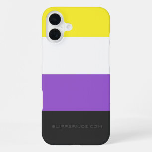 SlipperyJoe's Nonbinary Pride Flag gelb weiß lila iPhone 16 Plus Hülle