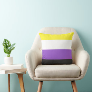 SlipperyJoe's Nonbinary Pride Flag gelb weiß lila Kissen