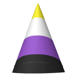 SlipperyJoe's Nonbinary Pride Flag gelb weiß lila Partyhütchen
