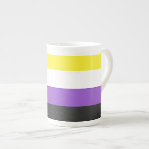 SlipperyJoe's Nonbinary Pride Flag gelb weiß lila  Porzellantasse