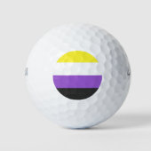 SlipperyJoe's Nonbinary Pride Flag gelb weiß pu Golfball (Vorderseite)