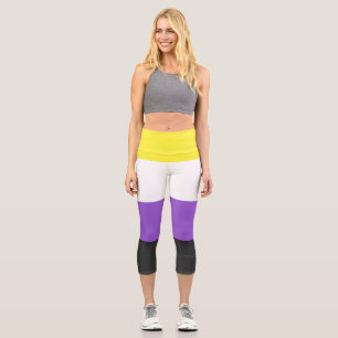 SlipperyJoe's Nonbinary Pride-Flagge gelb weiß lil Capri Leggings