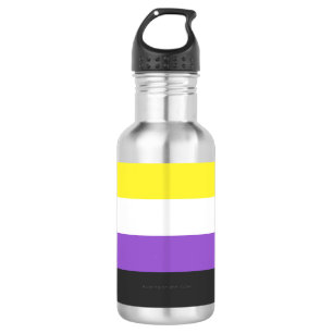 SlipperyJoe's Nonbinary Stolzflagge gelb weiß lila Edelstahlflasche