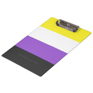 SlipperyJoe's Nonbinary-Stolzflagge gelb weiß lila Klemmbrett