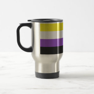 SlipperyJoe's Nonbinary Stolzflagge gelb weiß lila Reisebecher