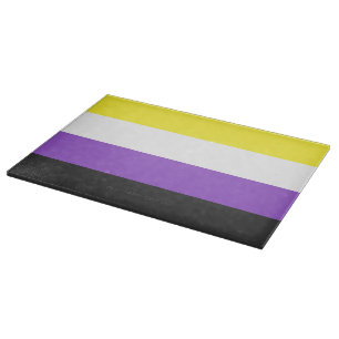 SlipperyJoe's Nonbinary Stolzflagge gelb weiß lila Schneidebrett