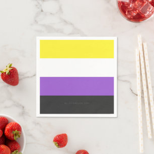 SlipperyJoe's Nonbinary Stolzflagge gelb weiß lila Serviette