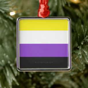 SlipperyJoe's Nonbinary-Stolzflagge gelb weiß pu Ornament Aus Metall