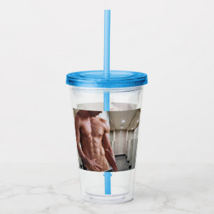 SlipperyJoe's oberkörperfreier muskulöser Männer-T Acryltrinkbecher