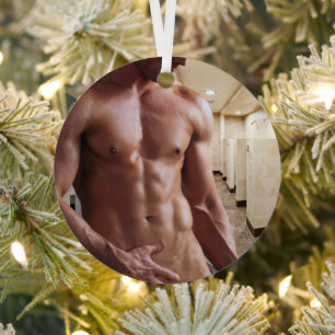 SlipperyJoe's oberkörperfreier muskulöser Männer-T Ornament Aus Metall