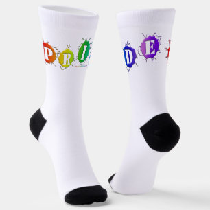 SlipperyJoe's pride colors word three-dimensional Socken