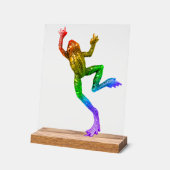 SlipperyJoe's Pride Frog-Figur Lebhaft farbig Acrylschild (Winkel)