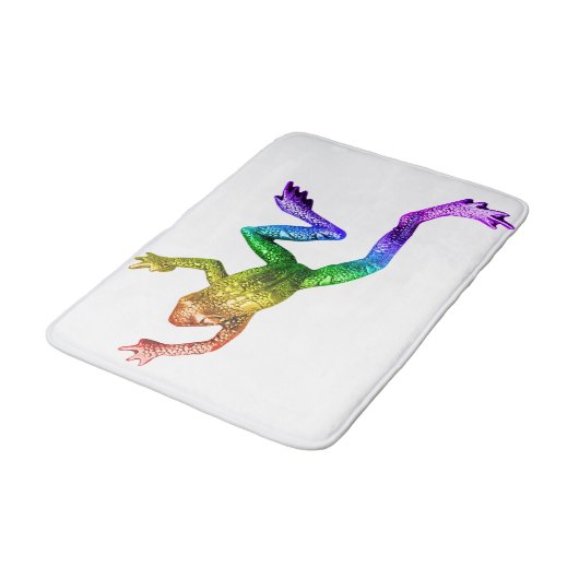 SlipperyJoe's Pride Frog-Figur Lebhaft farbig Badematte (Schrägansicht)