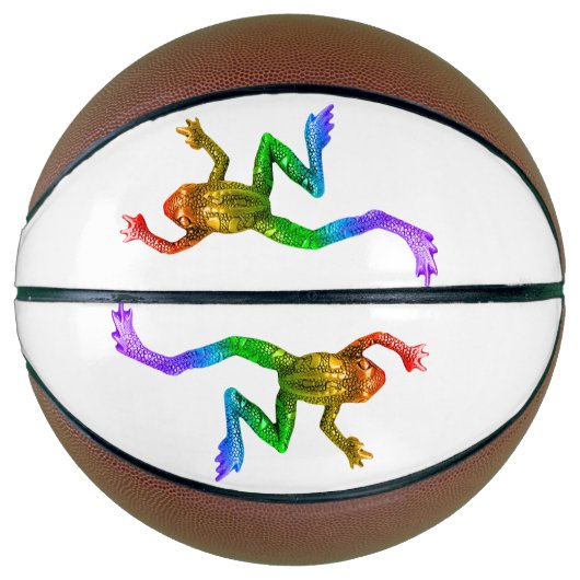 SlipperyJoe's Pride Frog-Figur Lebhaft farbig Basketball (Vorderseite)