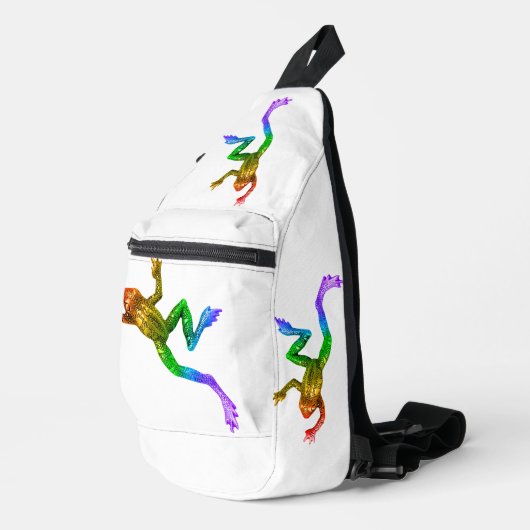 SlipperyJoe's Pride Frog-Figur Lebhaft farbig Crossbody Bag (Rechte Ecke)