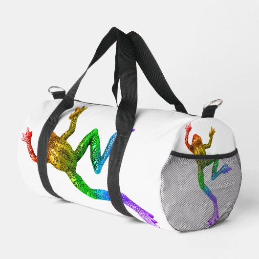SlipperyJoe's Pride Frog-Figur Lebhaft farbig Duffle Bag (Rechte Ecke)
