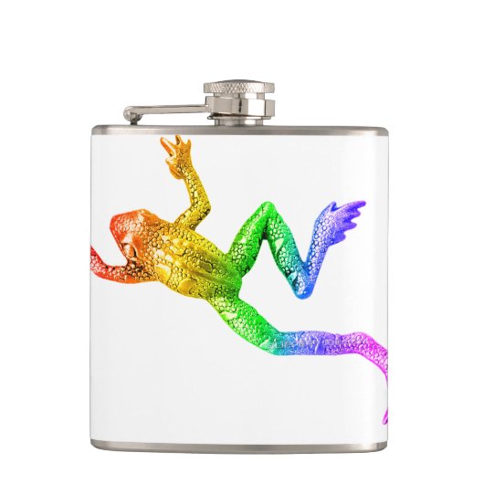 SlipperyJoe's Pride Frog-Figur Lebhaft farbig Flachmann (Vorderseite)