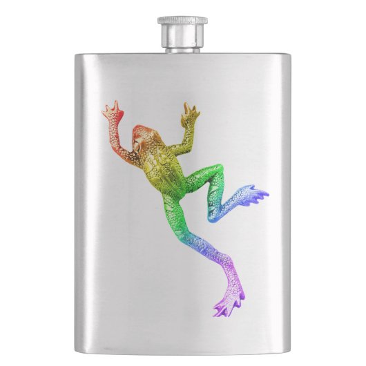 SlipperyJoe's Pride Frog-Figur Lebhaft farbig Flachmann (Vorderseite)