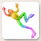 SlipperyJoe's Pride Frog-Figur Lebhaft farbig Getränkeuntersetzer (Vorderseite)
