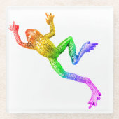 SlipperyJoe's Pride Frog-Figur Lebhaft farbig Glasuntersetzer (Vorderseite)