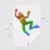 SlipperyJoe's Pride Frog-Figur Lebhaft farbig Golfhandtuch (Insitu)