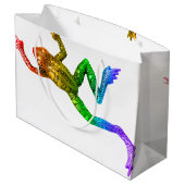SlipperyJoe's Pride Frog-Figur Lebhaft farbig Große Geschenktüte (Rückseite Schrägansicht)