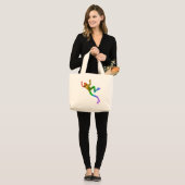 SlipperyJoe's Pride Frog-Figur Lebhaft farbig Jumbo Stoffbeutel (Vorderseite (Model))