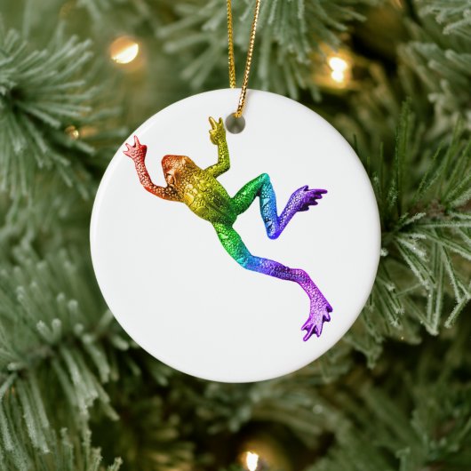 SlipperyJoe's Pride Frog-Figur Lebhaft farbig Keramik Ornament (Baum)