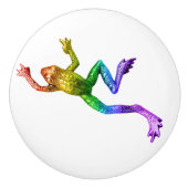 SlipperyJoe's Pride Frog-Figur Lebhaft farbig Keramikknauf (Vorderseite)