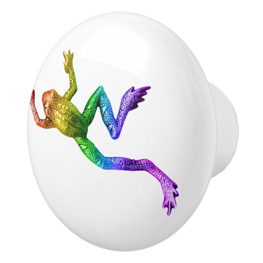 SlipperyJoe's Pride Frog-Figur Lebhaft farbig Keramikknauf (Rechts)