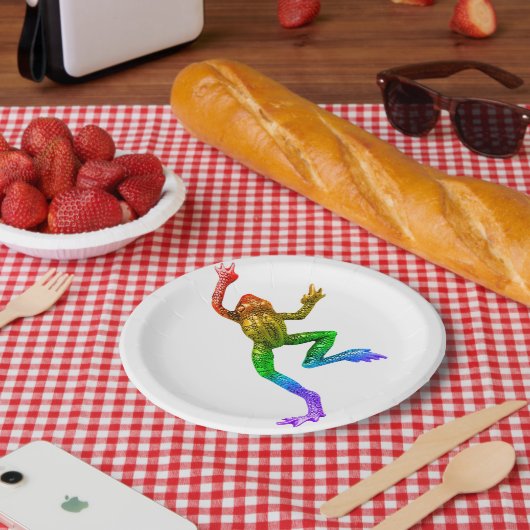 SlipperyJoe's Pride Frog-Figur Lebhaft farbig Pappteller (Picknick)