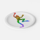 SlipperyJoe's Pride Frog-Figur Lebhaft farbig Pappteller (Schrägansicht)