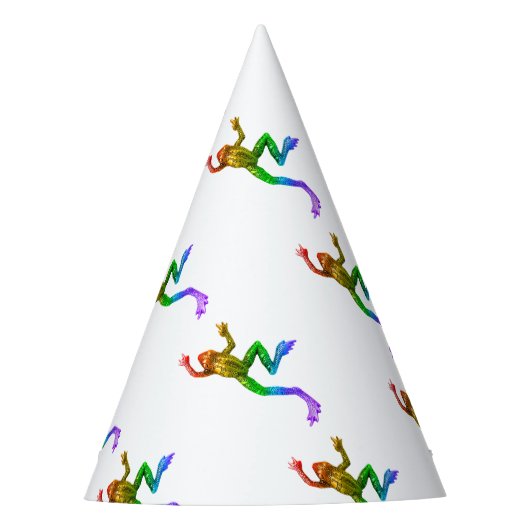 SlipperyJoe's Pride Frog-Figur Lebhaft farbig Partyhütchen (Vorderseite)