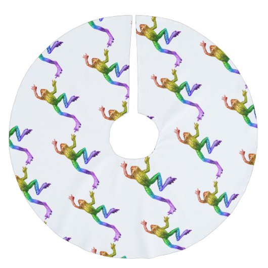 SlipperyJoe's Pride Frog-Figur Lebhaft farbig Polyester Weihnachtsbaumdecke (Vorderseite)