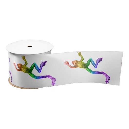 SlipperyJoe's Pride Frog-Figur Lebhaft farbig Satinband (Spule)